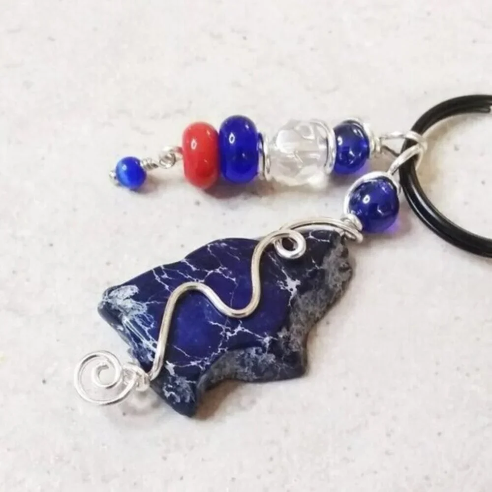Orange + Blue! Fishing Lure Key Chain - Anglers Key Ring! Choose His/Her Name!